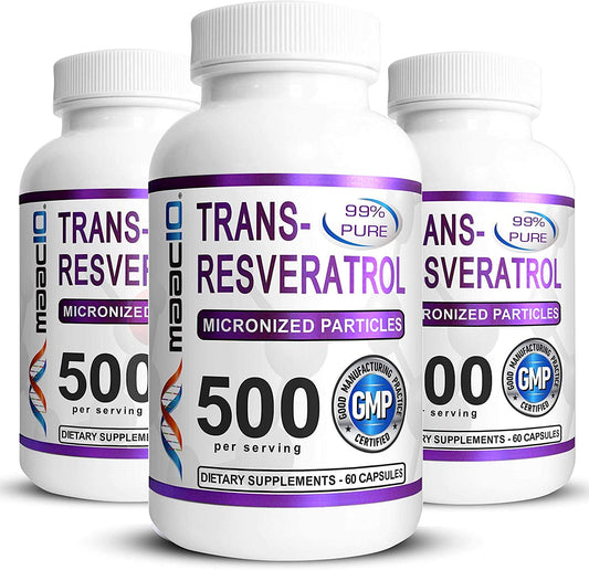 MAAC10 Trans-Resveratrol 3-Pack bottle front for daily wellness support