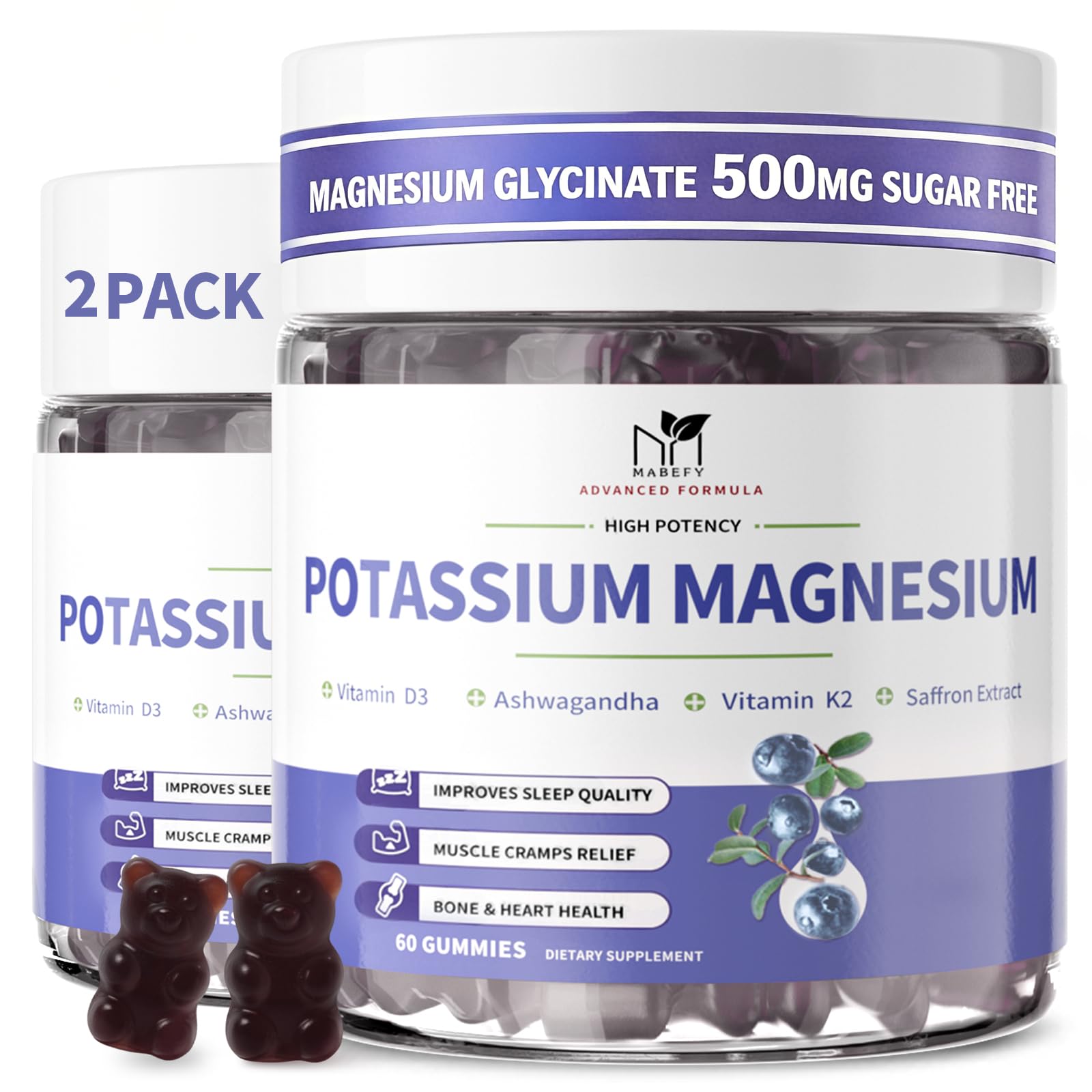 MABEFY bottle-front showing 2-pack gummies for convenient daily wellness.