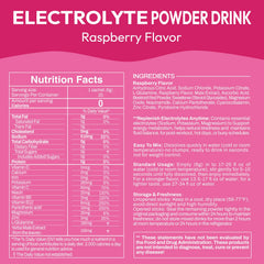 Macmony Electrolyte Packets Raspberry back label with nutrition details