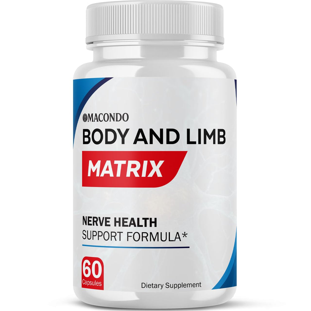 Macondo Body and Limb Matrix capsules in bottle for daily circulation support.