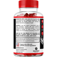 Macondo Vigor Boost X gummies ingredient icons emphasize natural blend