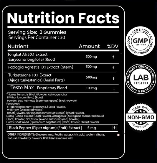 Macro Vital gummies label emphasizing gluten-free, natural support for vitality.