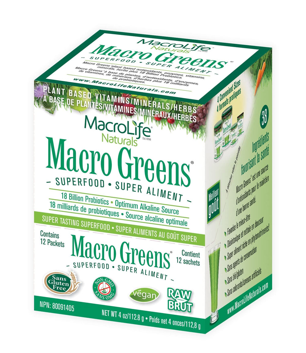 MacroLife Macro Greens packets on the go for daily greens boost