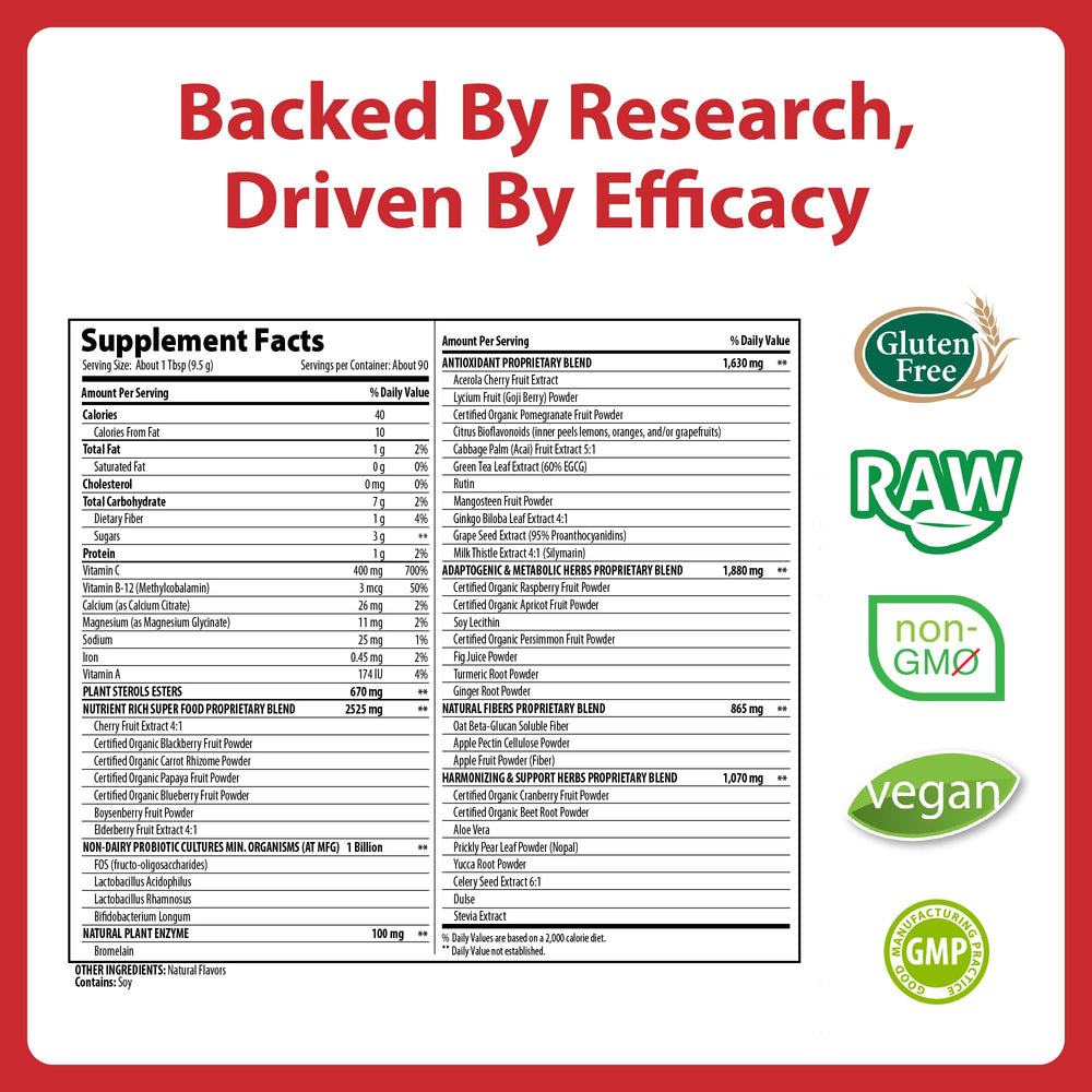MacroLife Naturals Miracle Reds vegan non GMO formula for plant-based lifestyles.