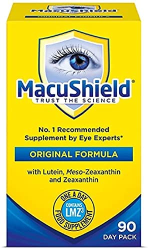 Macushield 90 capsules showing easy one-a-day routine.