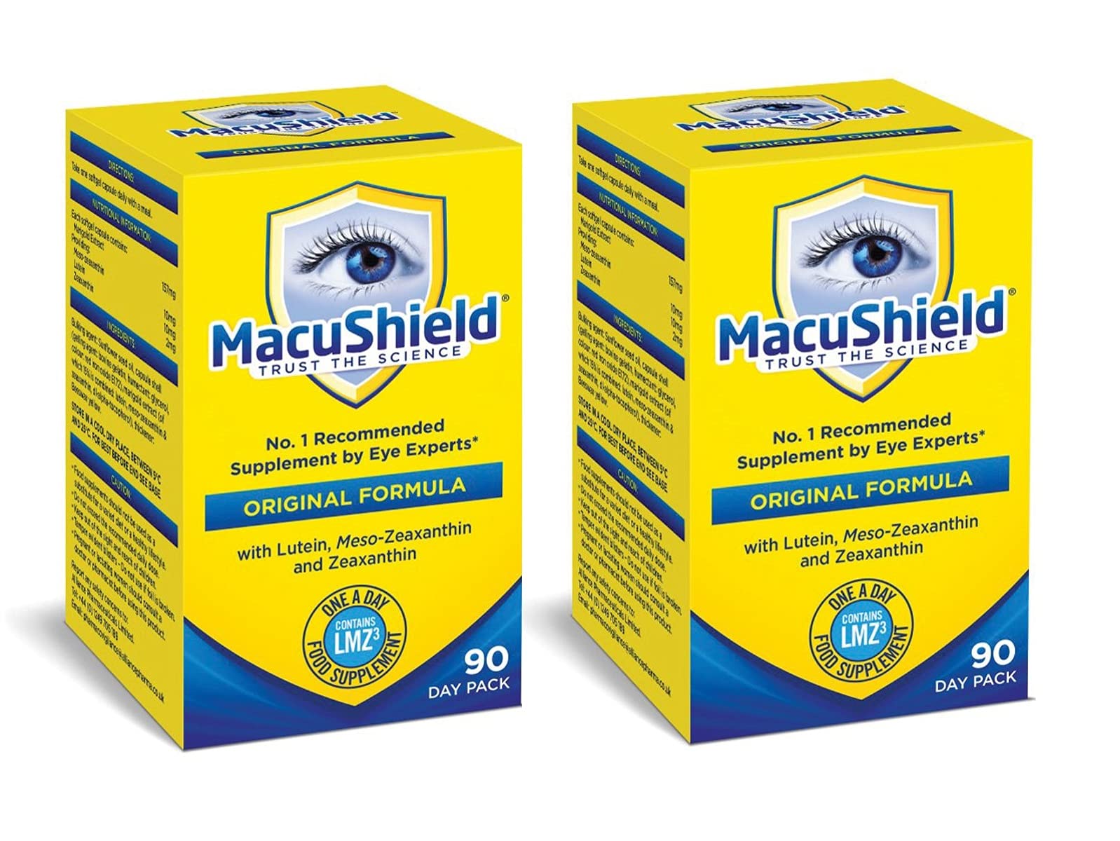 MacuShield capsules sealed bottle for daily eye nutrition.