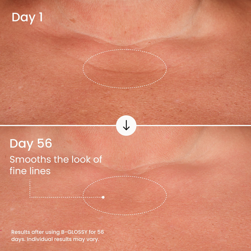 MAËLYS B-GLOSSY arm-application shows quick absorption on textured skin.