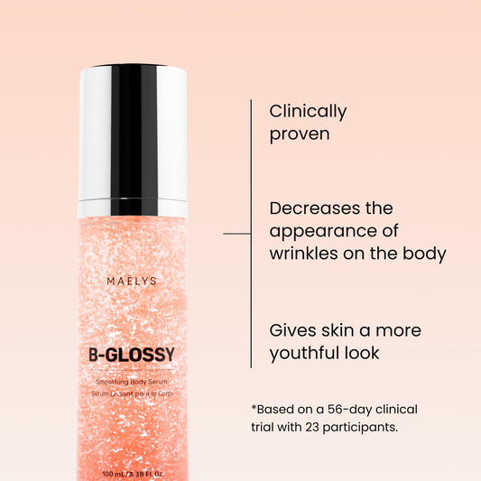 Maelys B-Glossy serum pump demonstrates easy daily dosing.