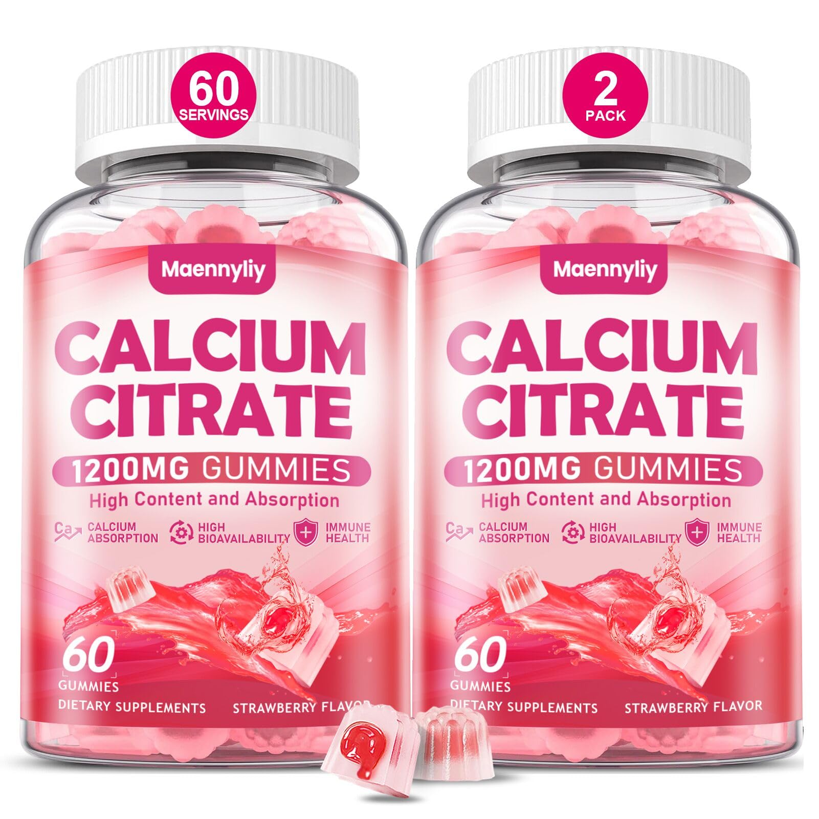 Maennyliy calcium citrate gummies bottle – high absorption for adults.
