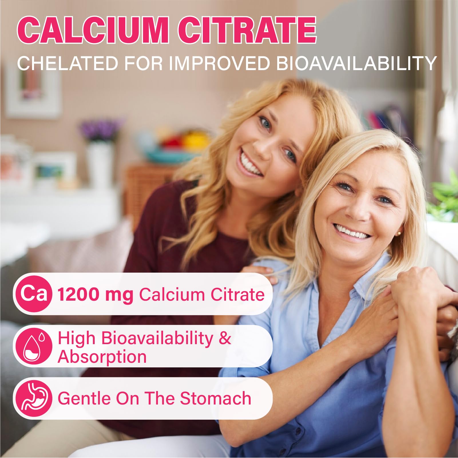 Gummies with natural strawberry flavor for a tasty calcium boost.