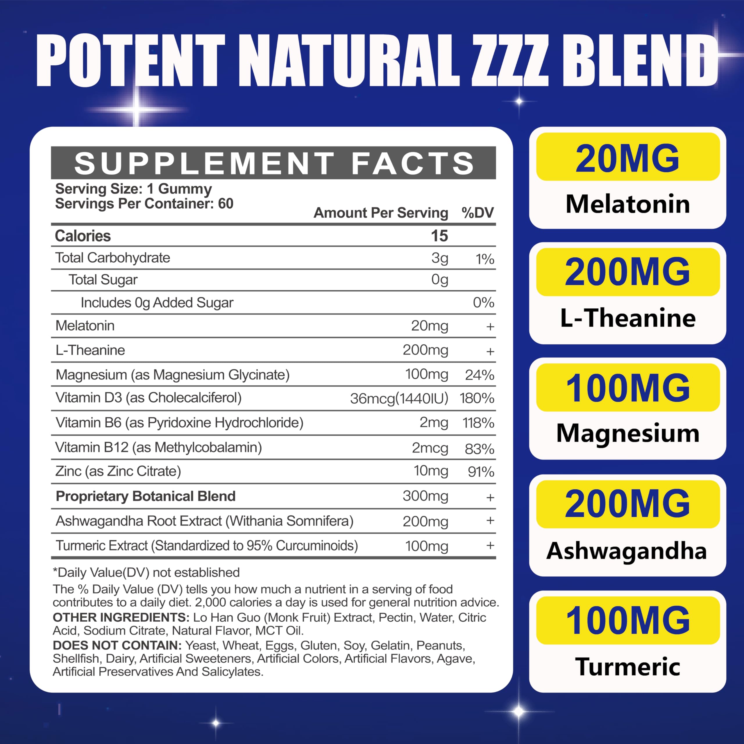 Maennyliy Melatonin 20mg Gummies pack front highlighting natural berry flavor.