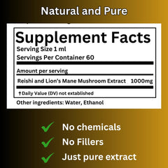 Label graphic highlighting double extraction process for full-spectrum mushroom benefits.