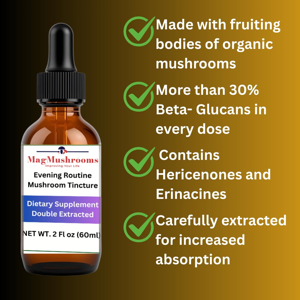 Close-up of Mag Mushrooms bottle highlighting unflavored tincture for seamless blending.