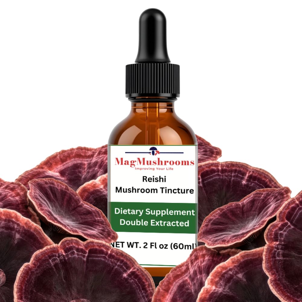 Mag Mushrooms Reishi tincture bottle for daily wellness support