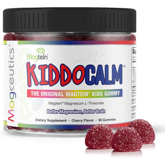 Magceutics KiddoCalm gummies bottle front shows brain health support for kids.