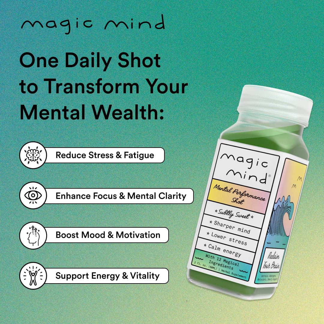 Magic Mind Focus Energy Shot 5-pack box showing value and convenience.