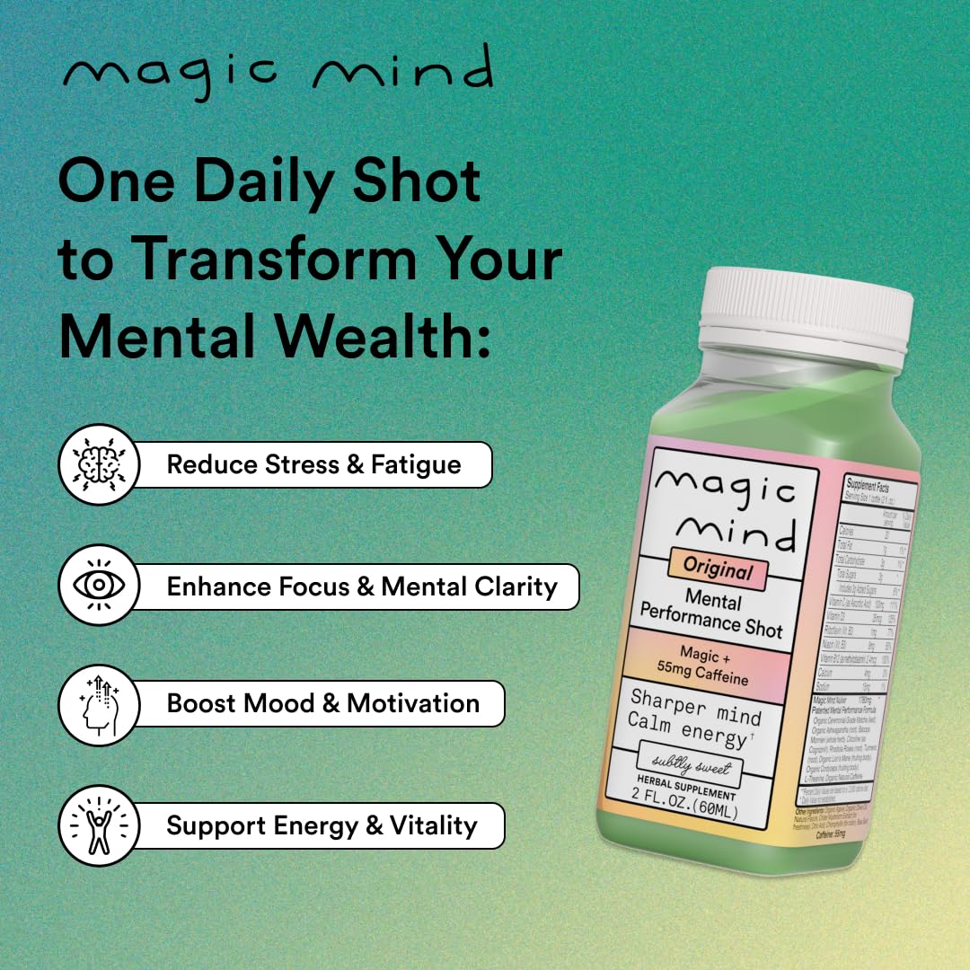 Magic Mind label close-up showing Lions Mane and Bacopa ingredients.