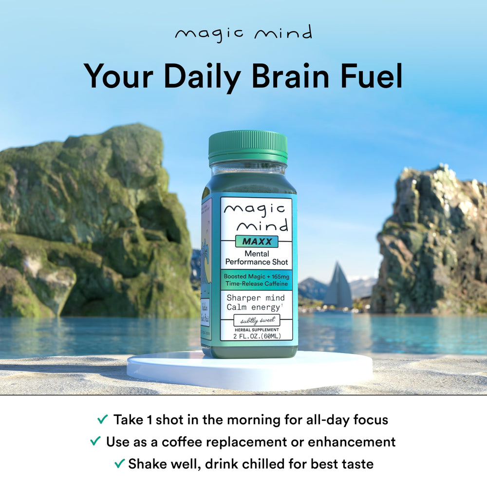 Magic Mind MAXX adaptogen blend with matcha boosts motivation and balance.