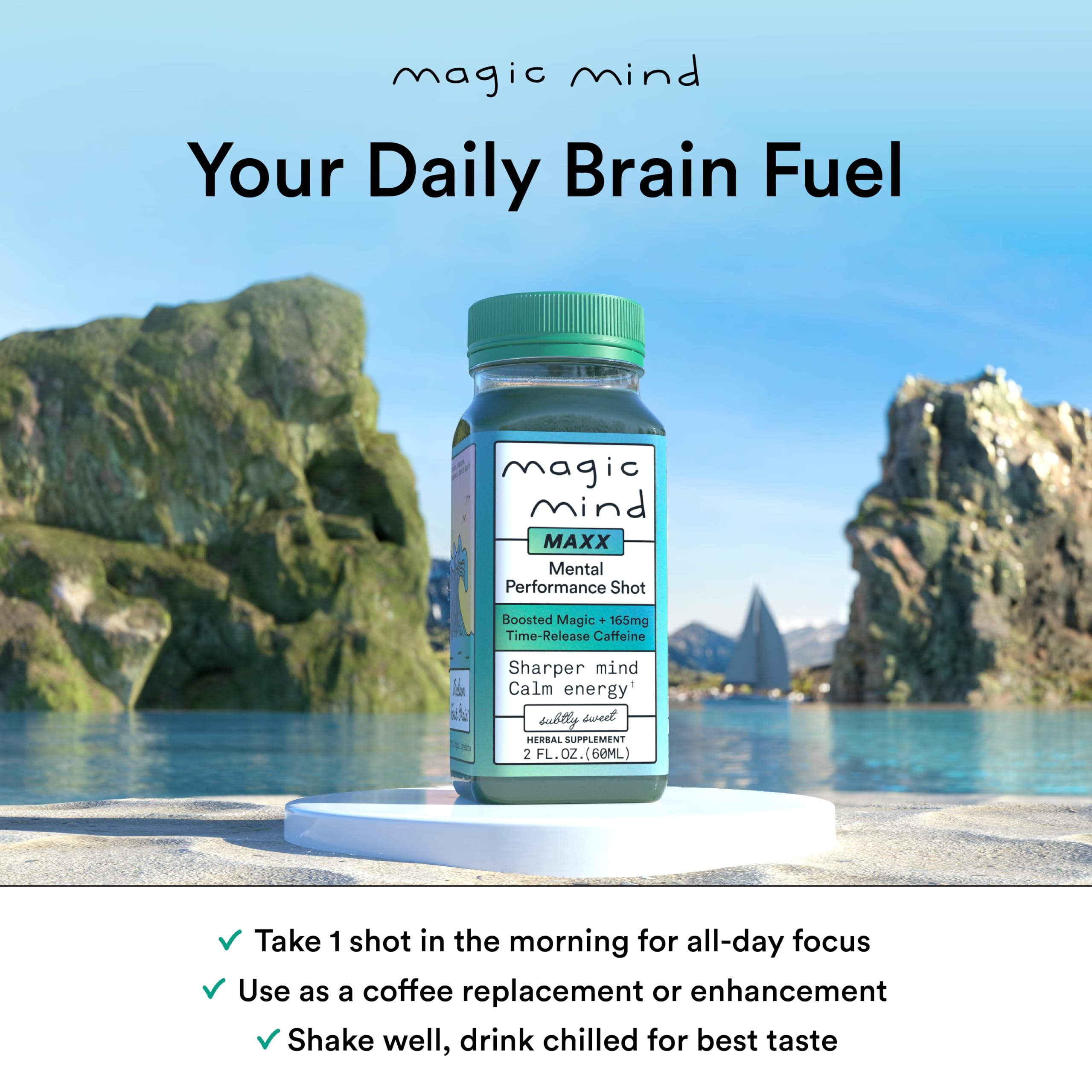 Magic Mind Maxx energy shot opening pack demonstrates ready-to-use wellness on busy mornings