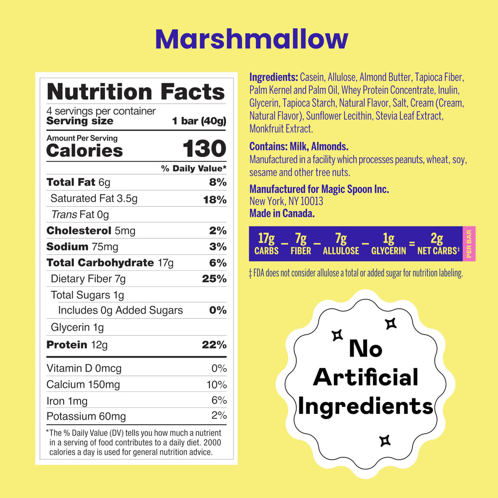 Magic Spoon Treats 16-bars marshmallow close-up shows crisp texture and protein-packed appeal