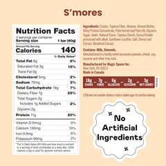 Nutrition panel on Magic Spoon Smores bar shows 12-14g protein per serving.