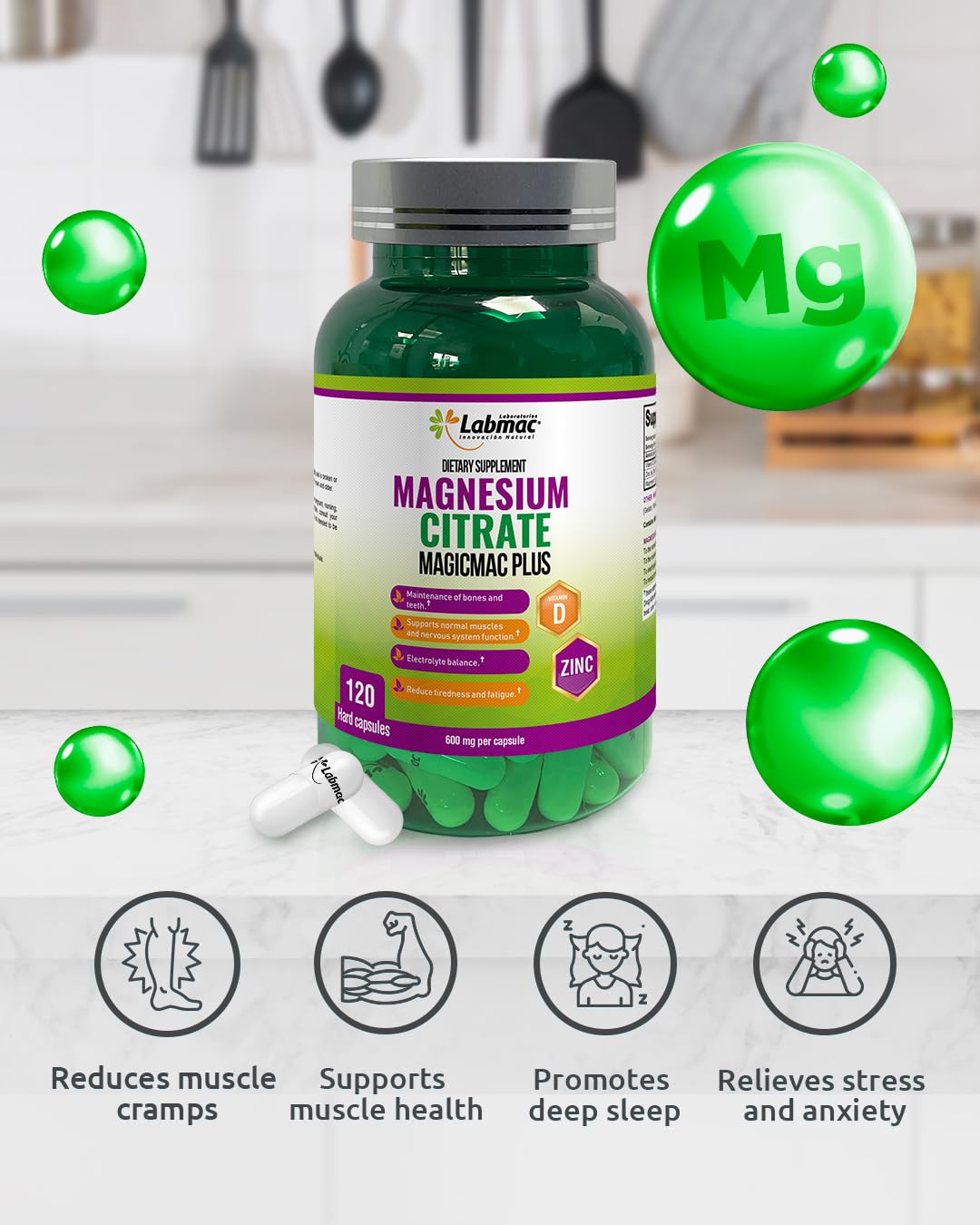 Three-capsule daily serving from Magicmac Plus for consistent nutrient intake