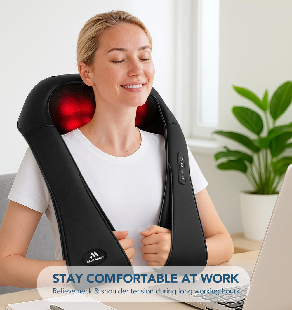 MagicMakers neck massager with adjustable heat for soothing comfort