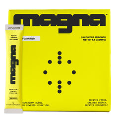 Magna Electrolytes powder bottle front promotes a convenient hydration option for daily activities.