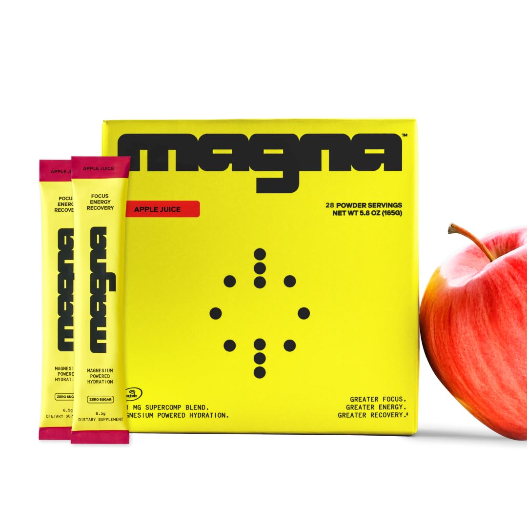 Magna Electrolytes powder tub front promotes hydration for daily activity.