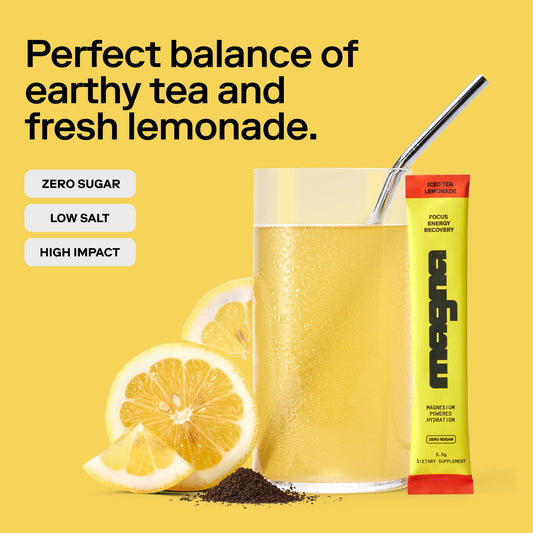 Magna Electrolytes Tea Lemonade tub for flavorful hydration after workouts
