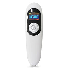 Magnetoe pain relief device front view showing portable handheld design for home use.