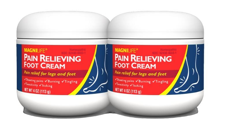 MagniLife Foot Cream on dry skin; helps soften calluses and cracks.