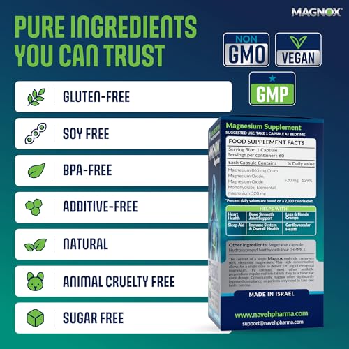 Magnox 520 bottle label close-up highlights Dead Sea minerals for enhanced absorption.