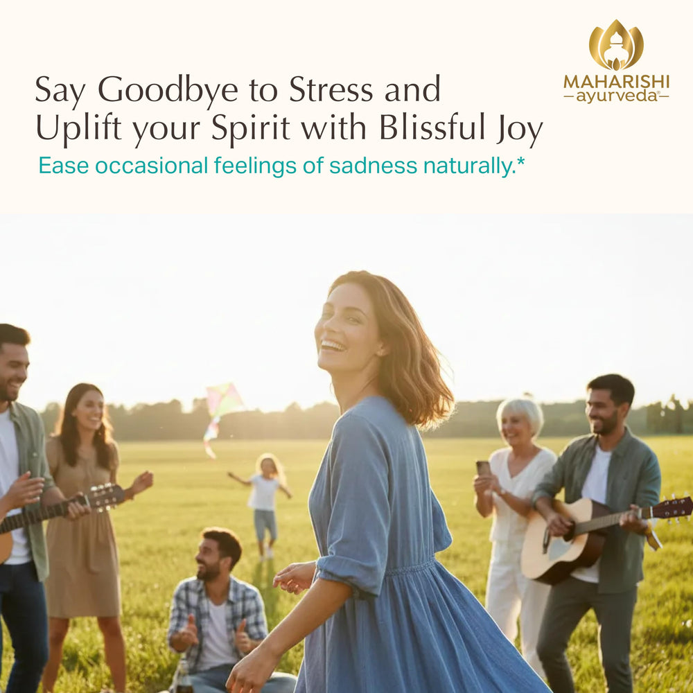 Maharishi Ayurveda Blissful Joy in use, daily capsules for balanced mood
