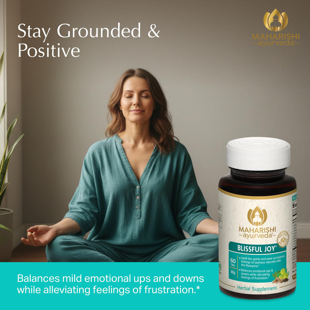 Maharishi Ayurveda Blissful Joy packaging box conveys holistic wellness