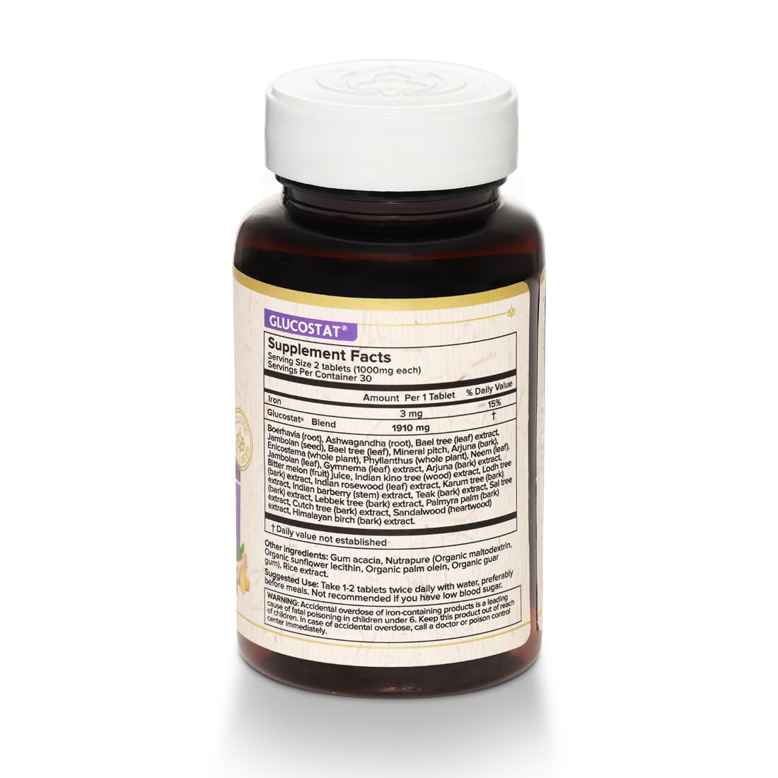 Maharishi Ayurveda Glucostat Arjuna Neem components emphasize liver cleansing and function.