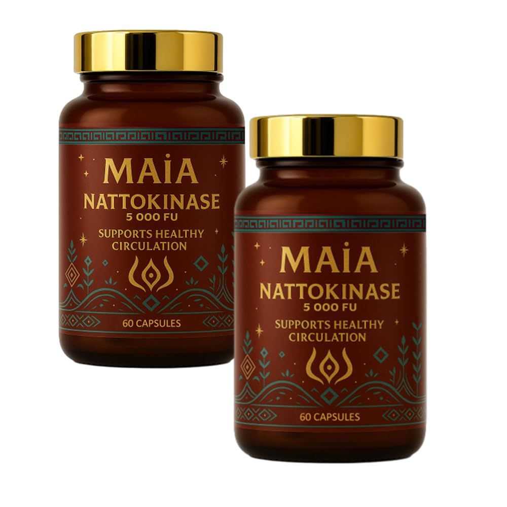 MAÏA Nattokinase 5000 FU bottle showing potent enzyme for circulation support.