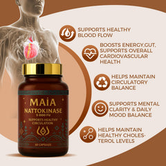Maia Nattokinase ingredients panel with plant-based formula.