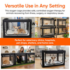 Main Clinic Supply soft mat inside the cage adds comfort for resting pets during treatment