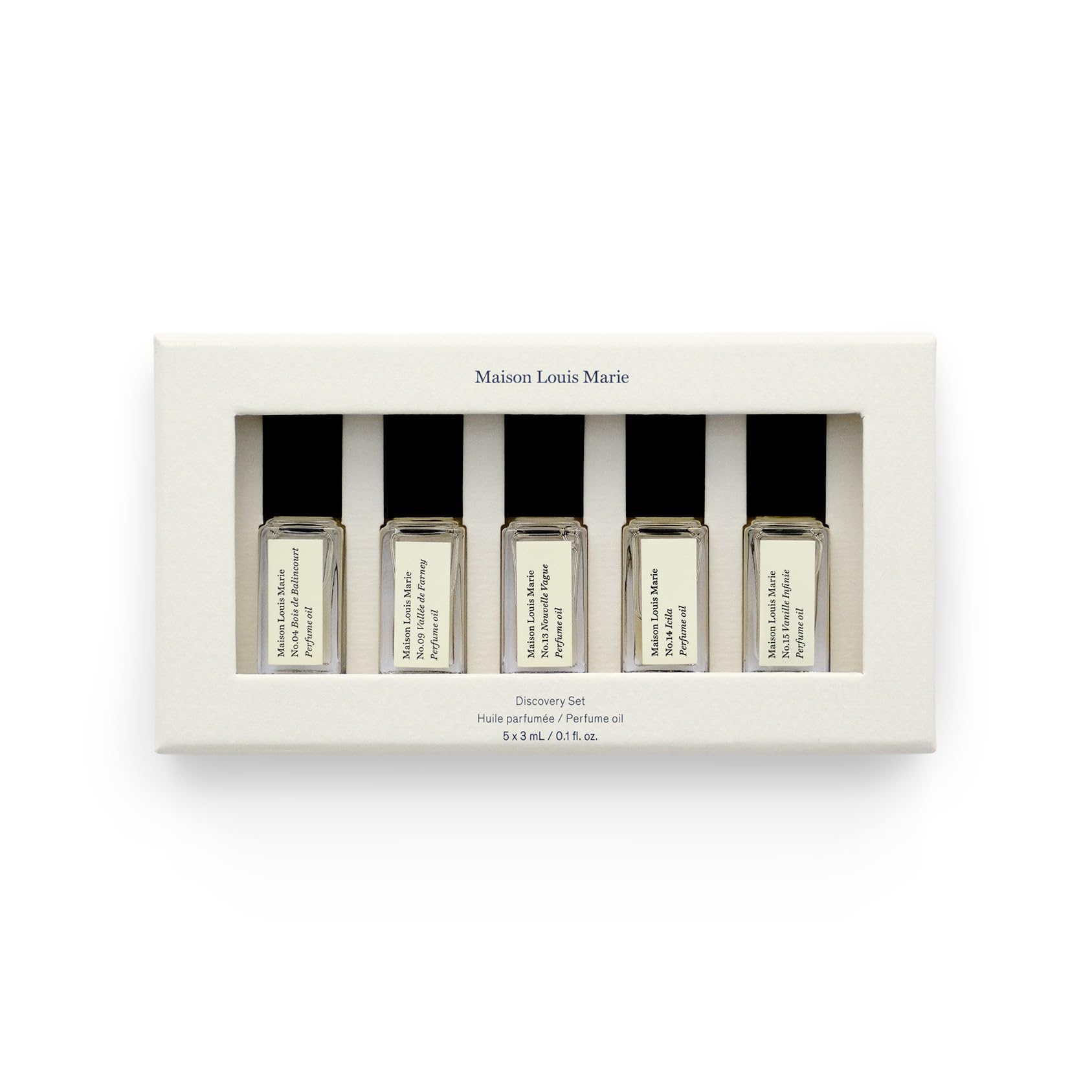 Maison Louis Marie discovery set Bois de Balincourt bottle close-up for daily scent
