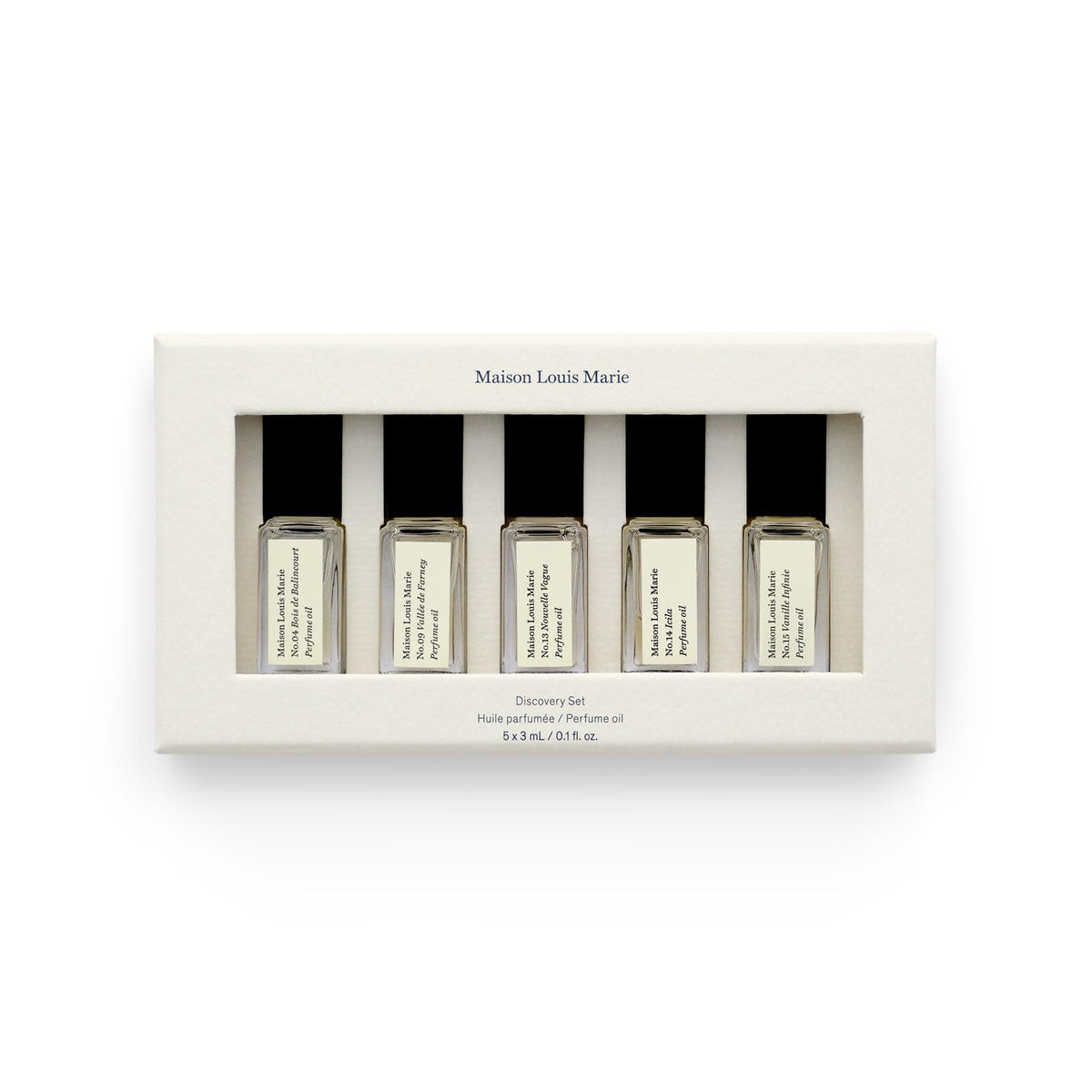 Maison Louis Marie discovery set Bois de Balincourt bottle close-up for daily scent