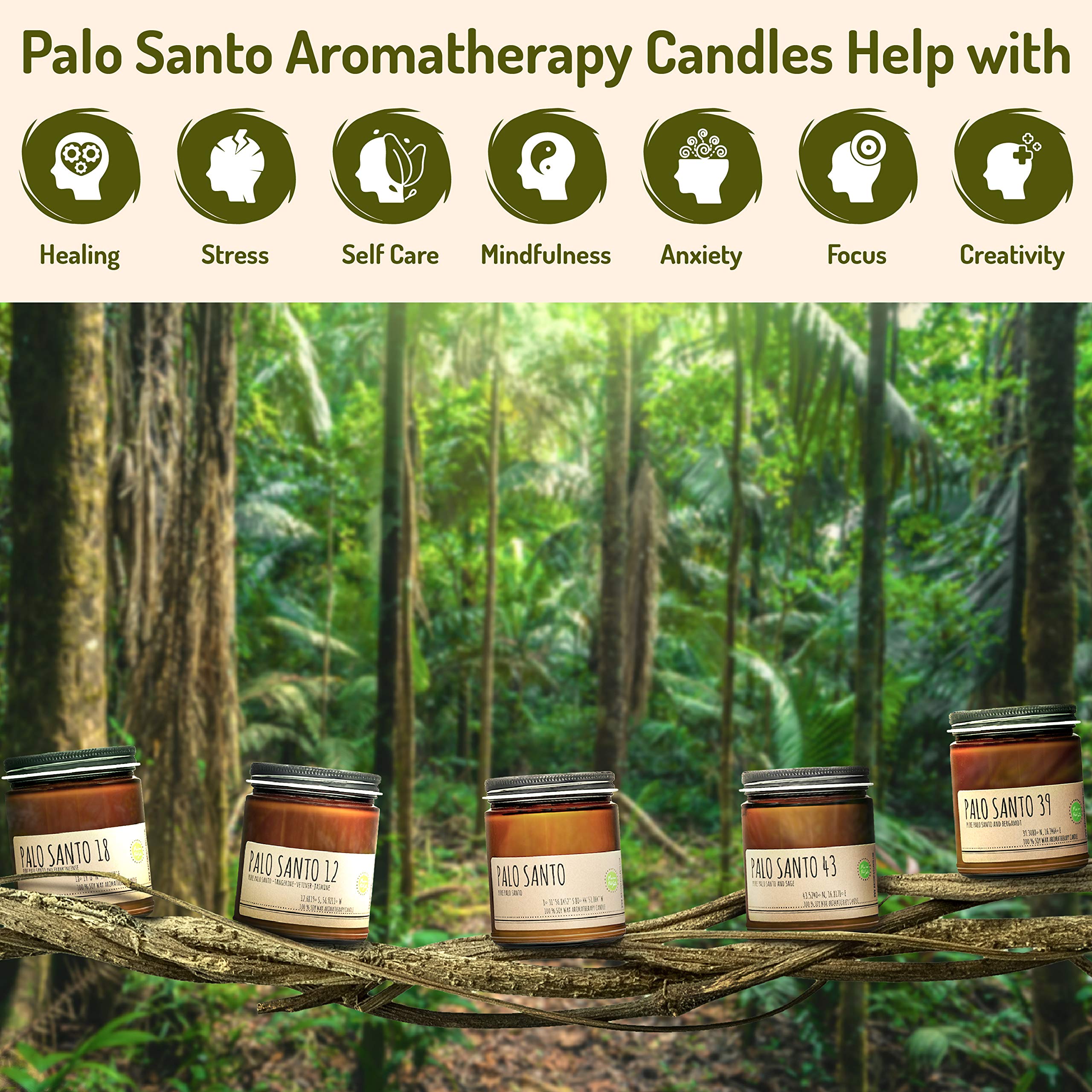 Maison Palo Santo candle burn time up to 60 hours for extended relaxation.