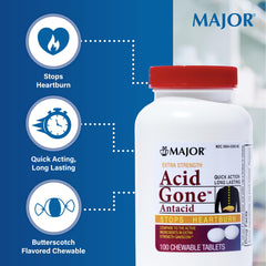 Six-pack display showcasing Major Acid Gone packaging.