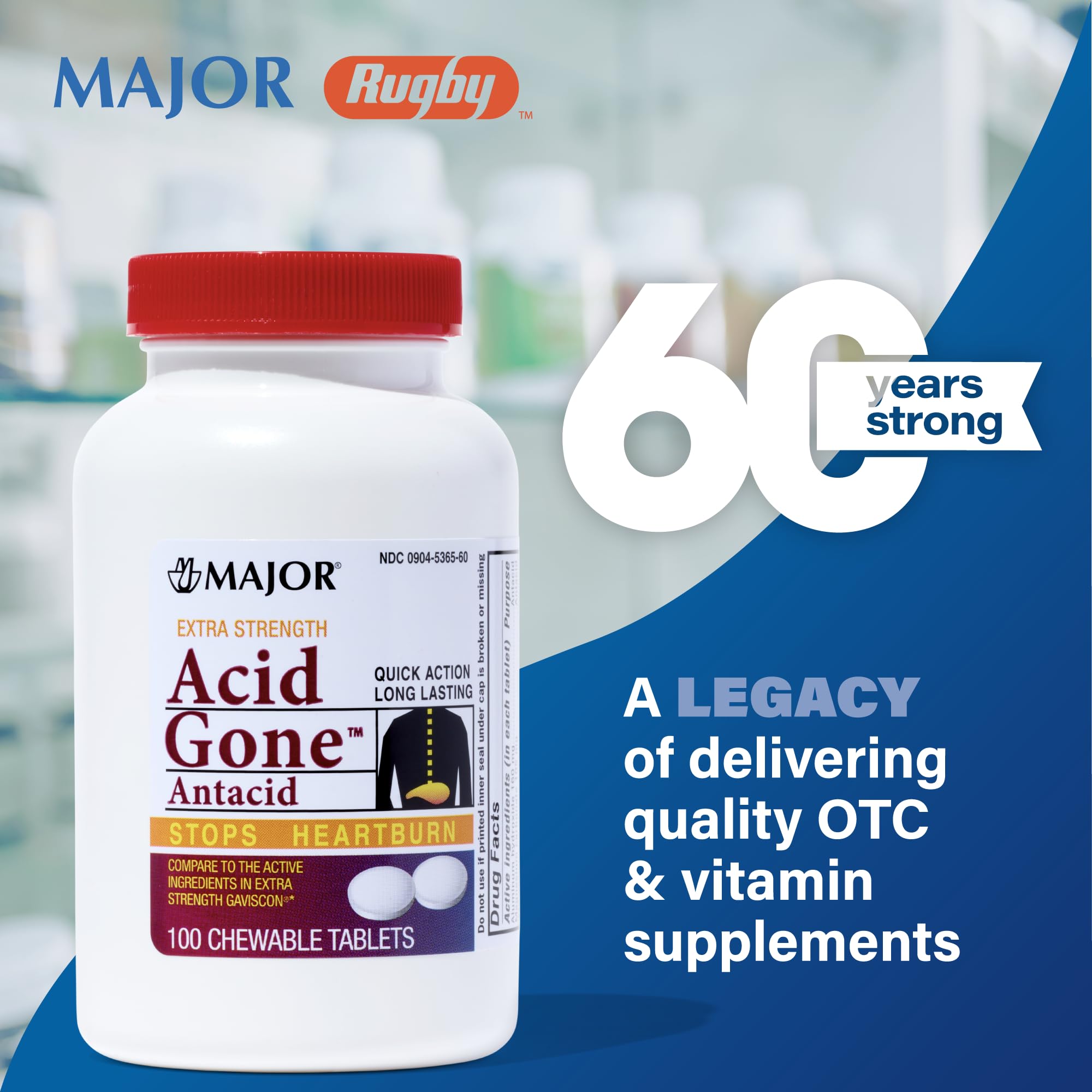 Major Acid Gone bottle with tablets ready for nighttime use.
