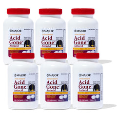 Major Acid Gone extra-strength chewable tablets in blister pack for fast post-meal relief.