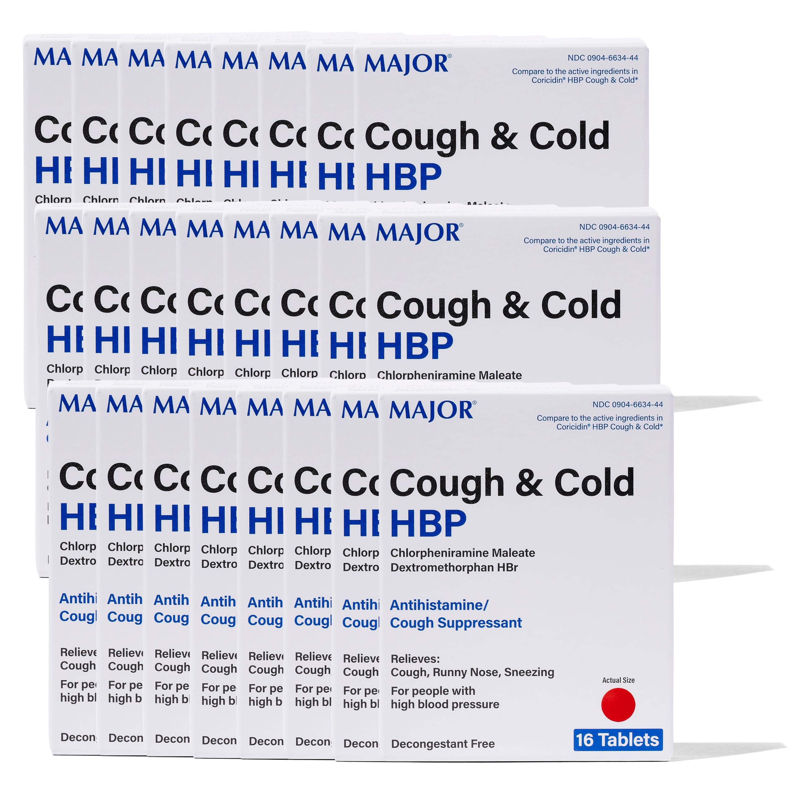 MAJOR Cough and Cold support tablets pack front for quick symptom relief.