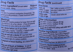 MAJOR Docucate Sodium 100 mg crushable tablets closeup highlighting flexible dosing