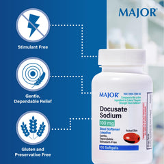 Label detail highlights stimulant-free formulation of MAJOR softgels.