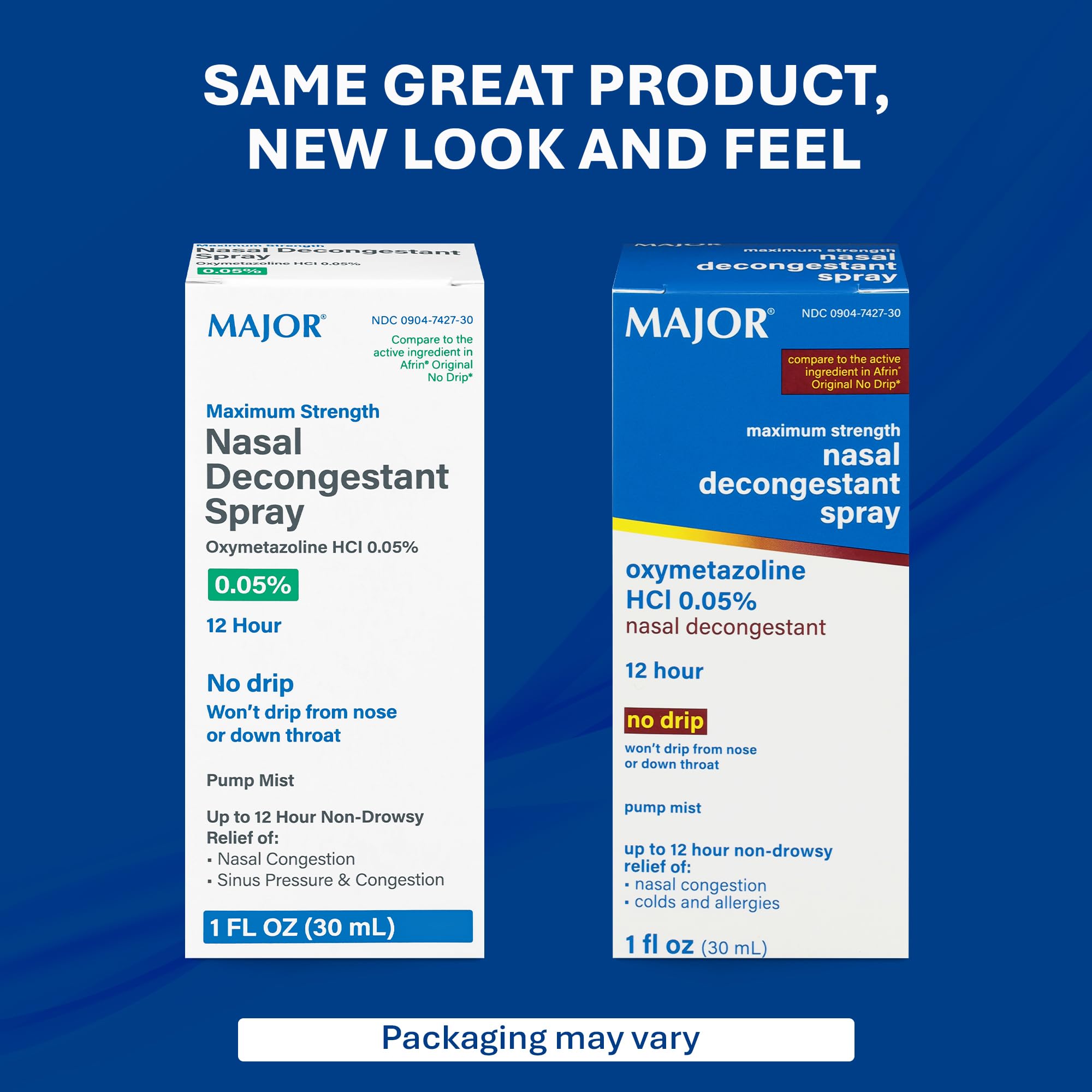MAJOR dosing guide image demonstrates 2–3 sprays every 10–12 hours