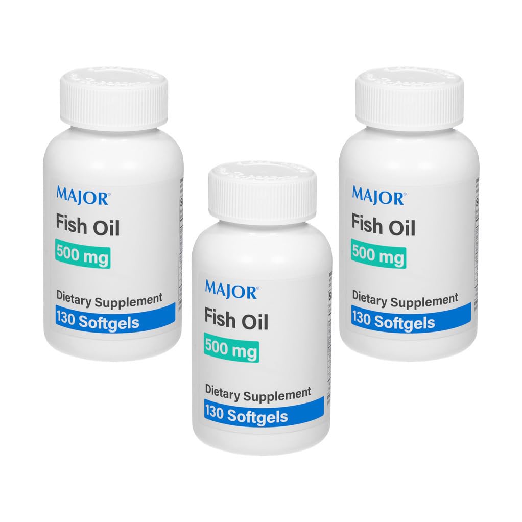 MAJOR Fish Oil softgels bottle front label showing omega-3 content for daily use